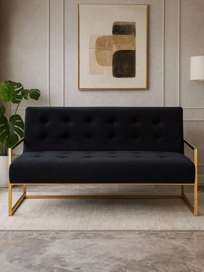 Azalea Two Seat Black Velvet Sofa
