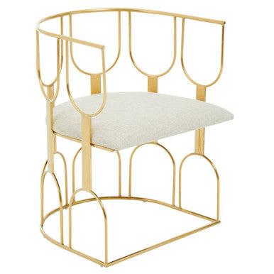 Azalea Natural Fabric And Gold Finish Chair - Image 2