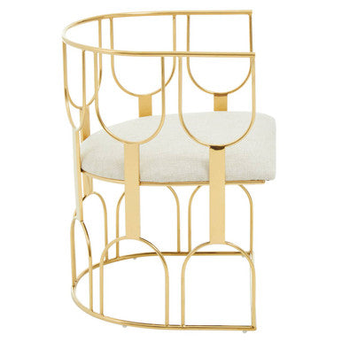Azalea Natural Fabric And Gold Finish Chair - Image 3
