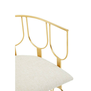 Azalea Natural Fabric And Gold Finish Chair - Image 4