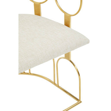 Azalea Natural Fabric And Gold Finish Chair - Image 5