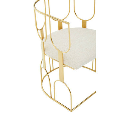 Azalea Natural Fabric And Gold Finish Chair - Image 6