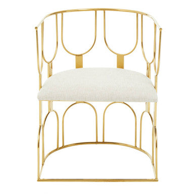 Azalea Natural Fabric And Gold Finish Chair - Image 1