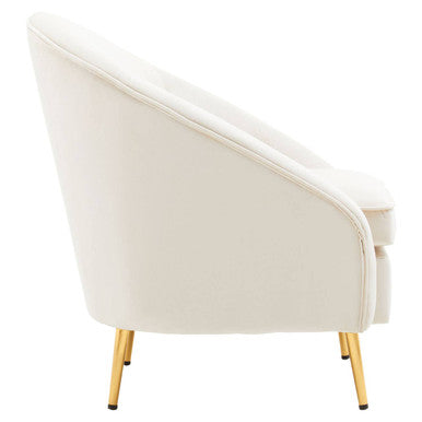 Yasmeen Beige Velvet Armchair