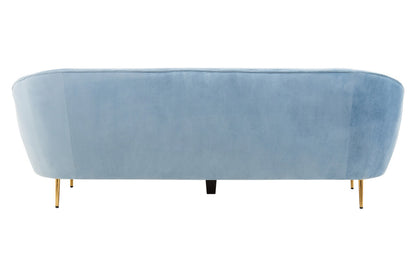 Yasmeen 3 Seat Aqua Blue Velvet Sofa