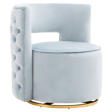 Yasmeen Blue Velvet Swivel Chair