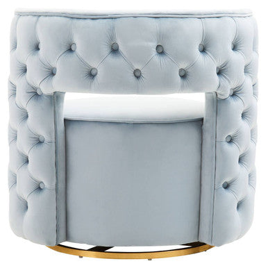 Yasmeen Blue Velvet Swivel Chair - Image 4