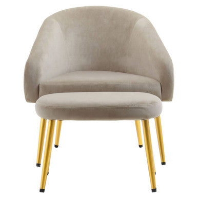 Yasmeen Mink Velvet Chair And Footstool