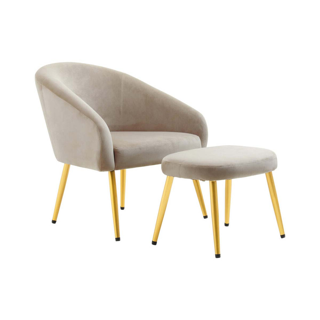 Yasmeen Mink Velvet Chair And Footstool