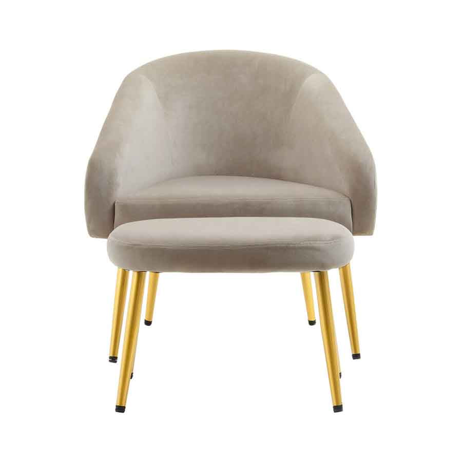 Yasmeen Mink Velvet Chair And Footstool