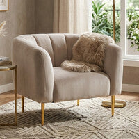 Silver Grey Velvet Armchair | Yasmeen