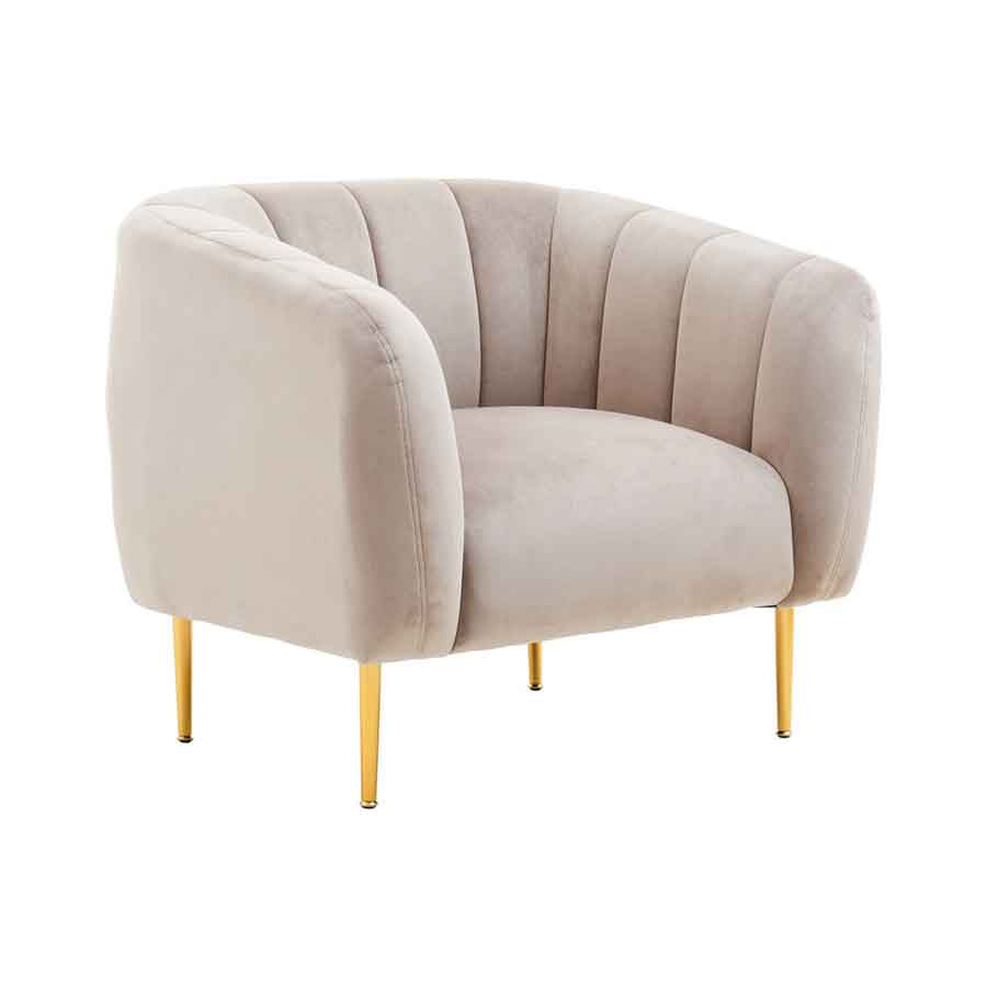 Yasmeen Mink Velvet Channel Detail Armchair