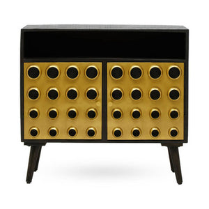 Arti Black Mango Wood and Brass Effect 2 Door Sideboard