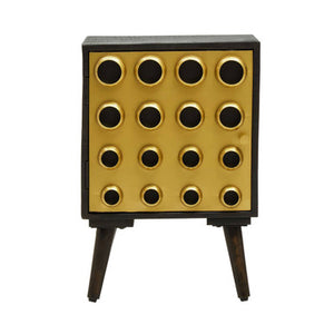 Arti Black Mango Wood and Brass Effect 1 Door Small Cabinet