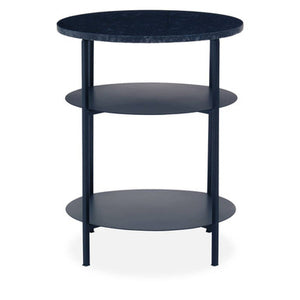 Templar Black Marble 3 Tier Round Side Table