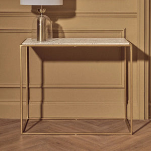 Templar White Marble and Gold Finish Console Table