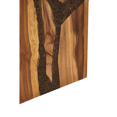 Sakra Resin and Teak Wood Side Table and Stool - Image 5
