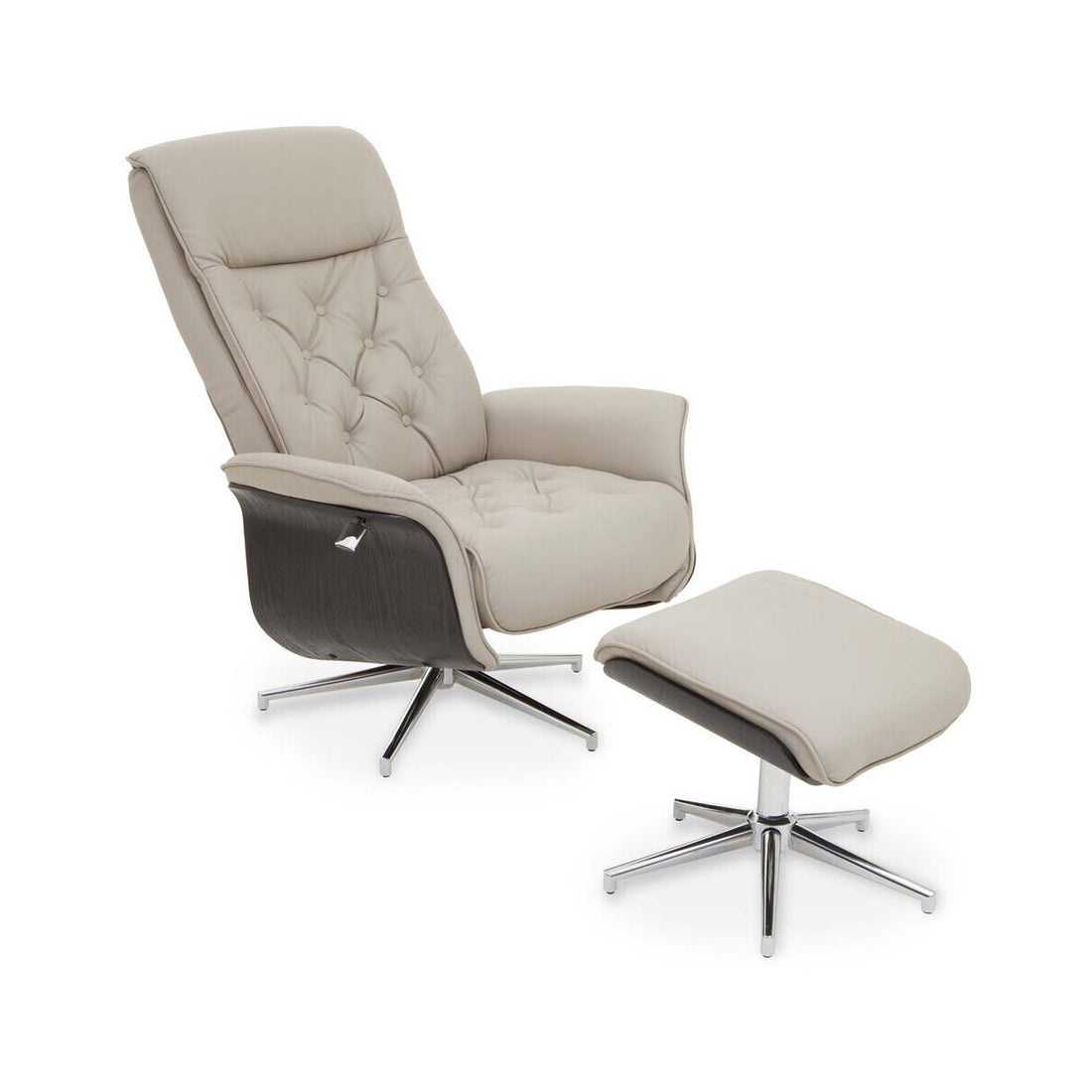 Warrington Mink Leather Effect Recliner And Footstool