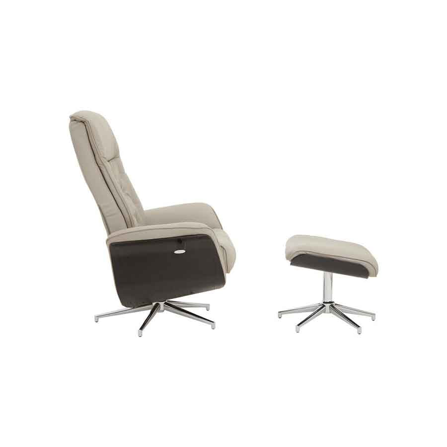 Warrington Mink Leather Effect Recliner And Footstool