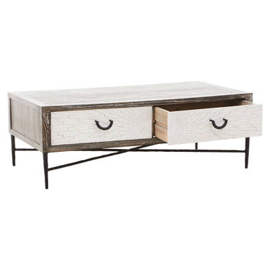 Milan 2 Drawer Recycled Elm Wood Coffee Table