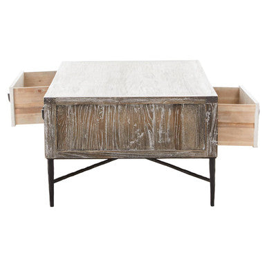 Milan 2 Drawer Recycled Elm Wood Coffee Table