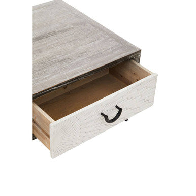 Milan 2 Drawer Recycled Elm Wood Coffee Table