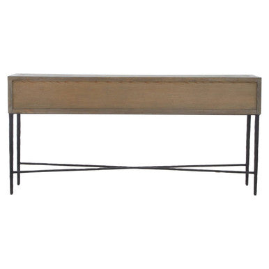 Milan Four Drawer Elm Wood Console Table