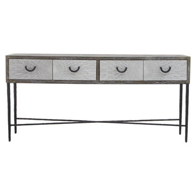 Milan Four Drawer Elm Wood Console Table