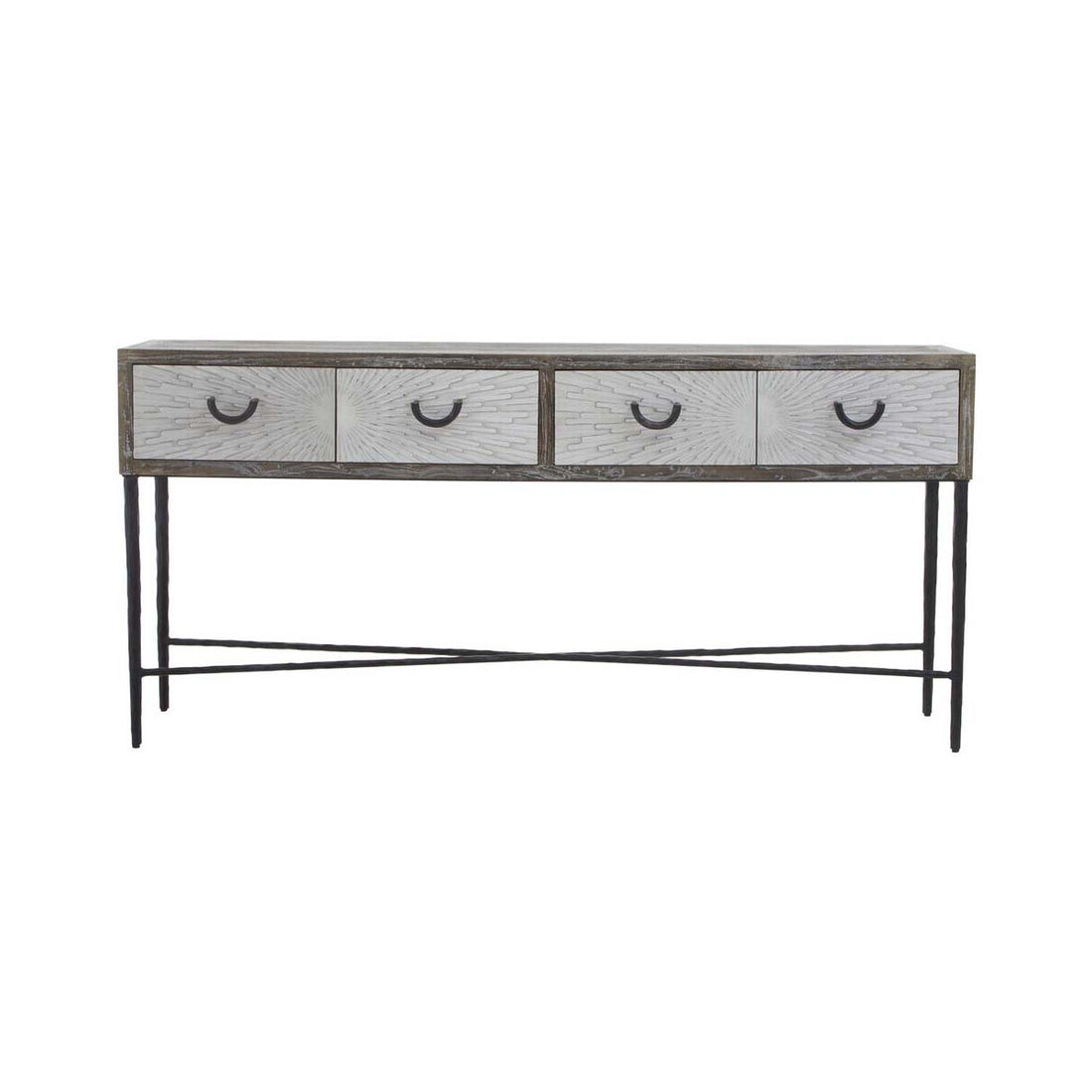 Milan Four Drawer Elm Wood Console Table