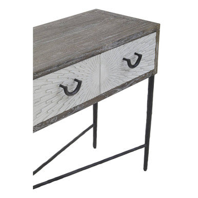 Milan Four Drawer Elm Wood Console Table