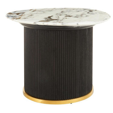 Doha White Marble Side Table with Fluted Base