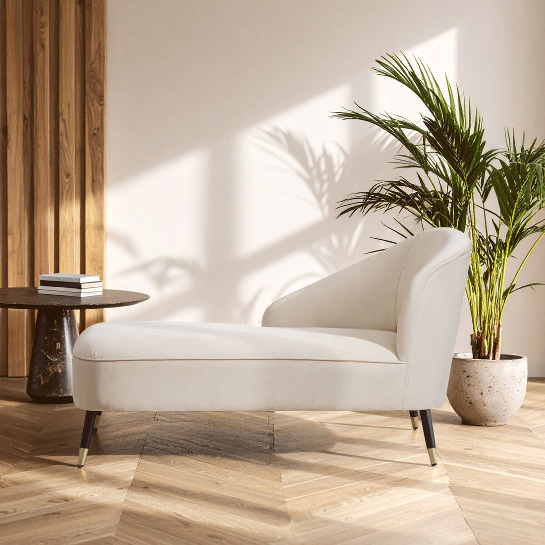 Yvette Cream Velvet Chaise Lounge