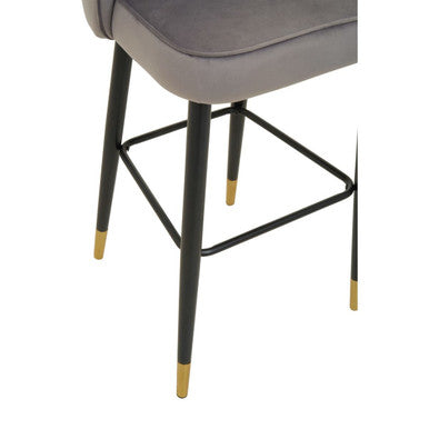 Vieste Grey Velvet Bar Chair