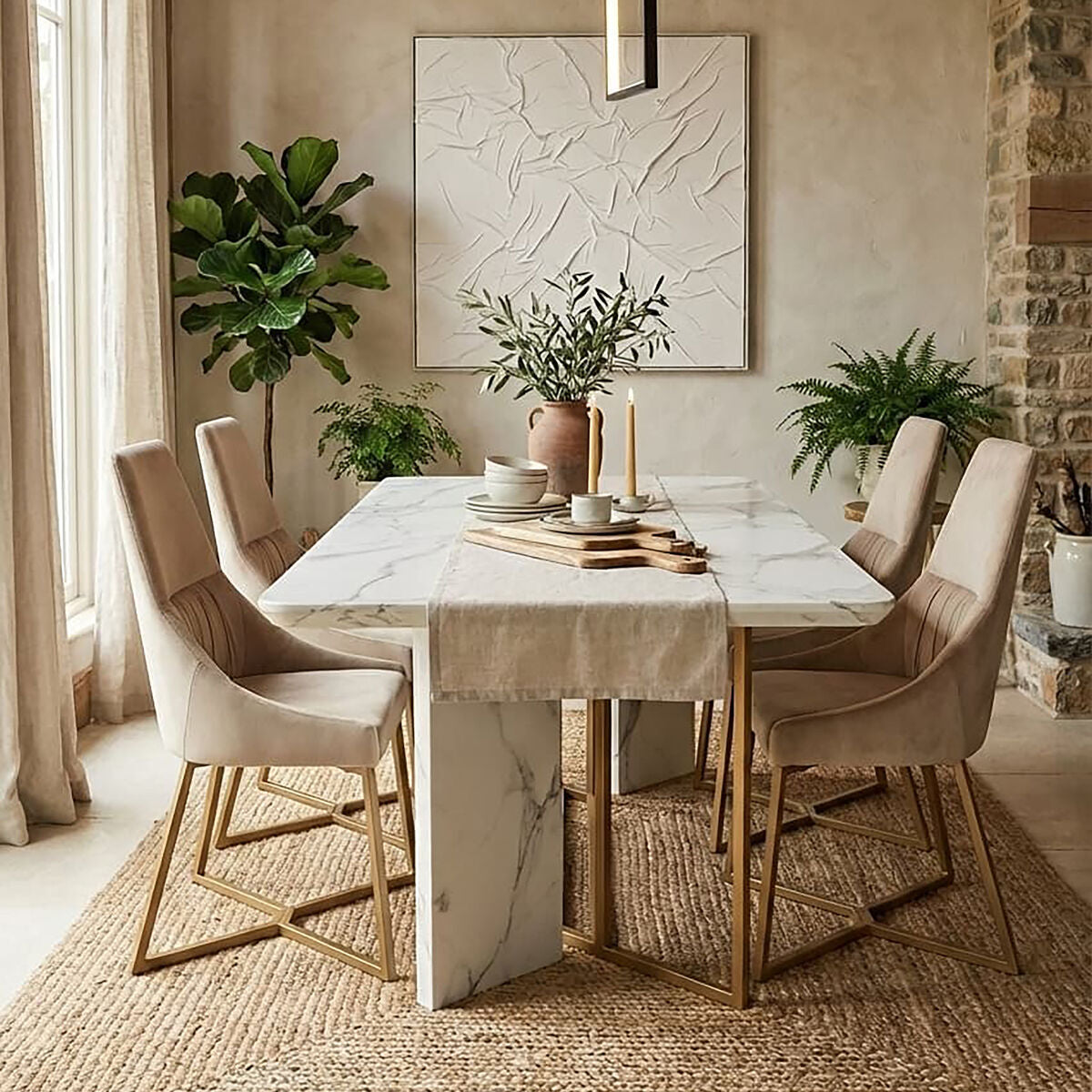 Vieste Mink Velvet Dining Chair