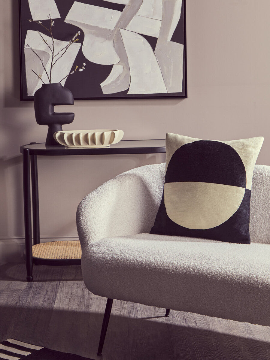 Black Elm Wooden Frame and Clear Glass Top 2-Tier Console Table with Natural Rattan Shelf, Cebu