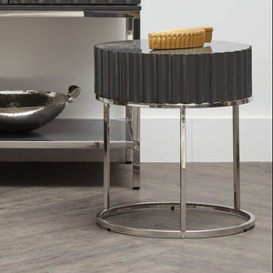 Genoa Grey High Gloss Finish Round Side Table