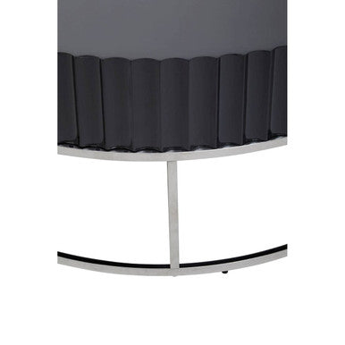 Grey Gloss Finish Wooden Coffee Table with Stainless Steel Base, Genoa