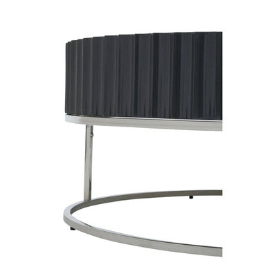 Grey Gloss Finish Wooden Coffee Table with Stainless Steel Base, Genoa