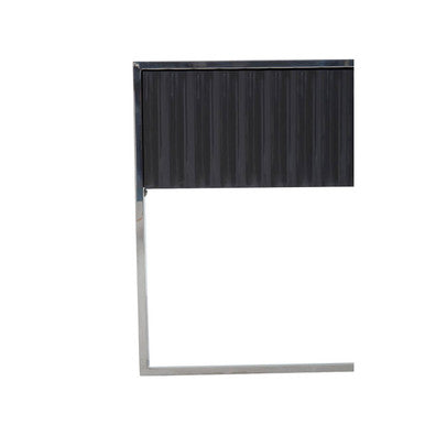 Grey Gloss Finish Fluted Top Console Table with 2 Drawers and Silver Steel Frame, Genoa