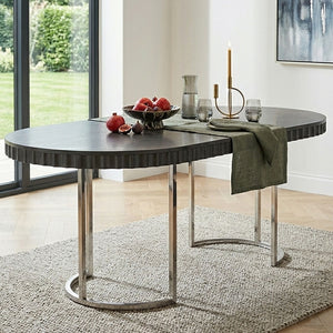 Genoa Grey High Gloss Finish Oval Dining Table