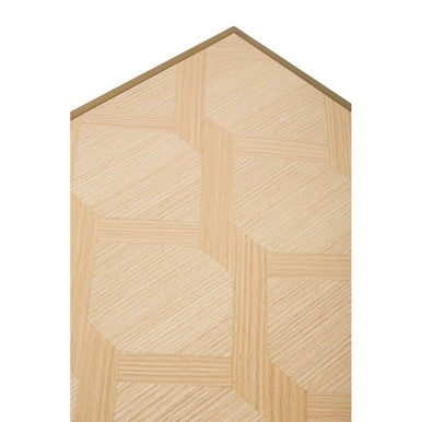 Natural Oak Veneer Small Side Table with Brown Brushed Brass Steel Sledge Base, Grenoble