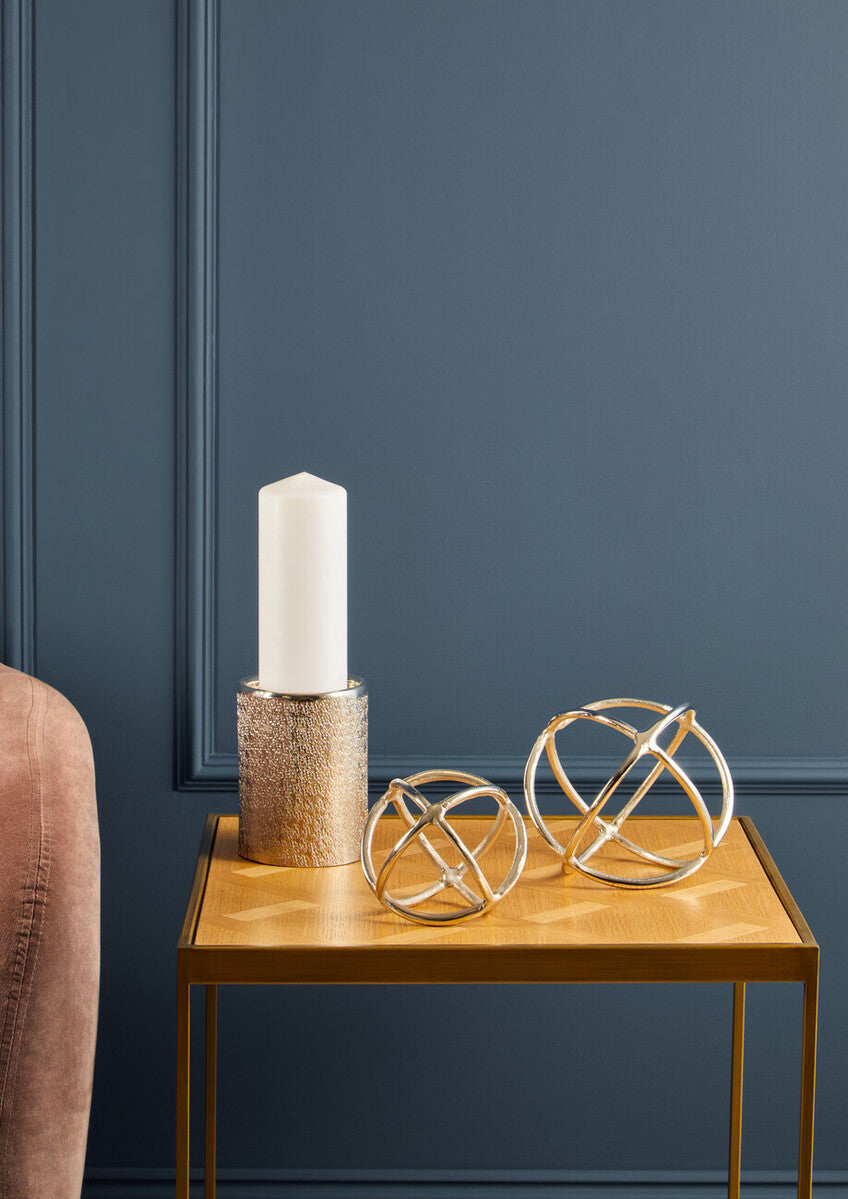 Natural Oak Veneer Large Side Table with Brown Brushed Brass Steel Sledge Base, Grenoble