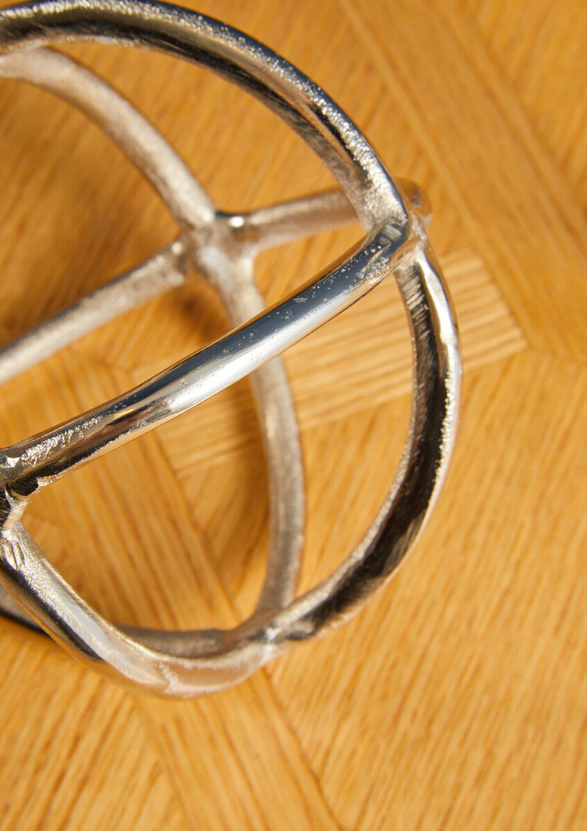 Natural Oak Veneer Large Side Table with Brown Brushed Brass Steel Sledge Base, Grenoble