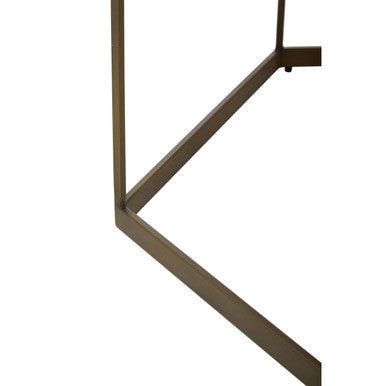 Natural Oak Hexagonal Veneer Coffee Table with Brown Brushed Brass Steel Frame, Grenoble