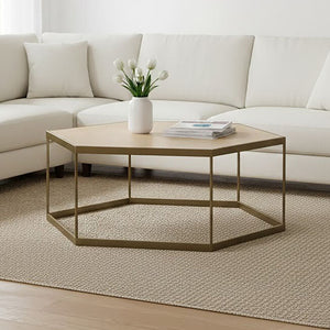 Grenoble Oak Veneer Hexagonal Coffee Table