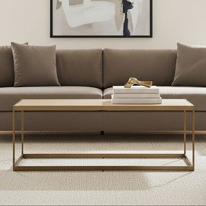 Grenoble Oak Veneer Coffee Table with Brushed Brass Frame
