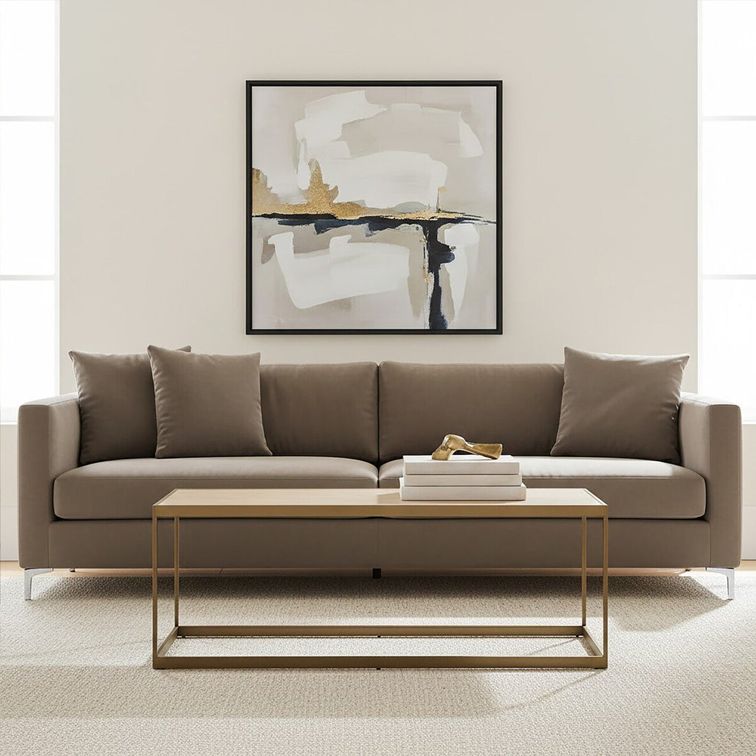 Grenoble Oak Veneer and Brushed Brass Coffee Table