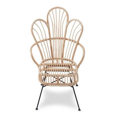 Java Natural Rattan And Black Metal Back Chair