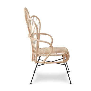 Java Natural Rattan And Black Metal Back Chair