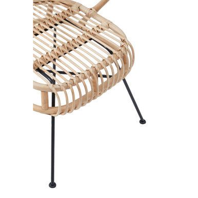 Java Natural Rattan And Black Metal Back Chair
